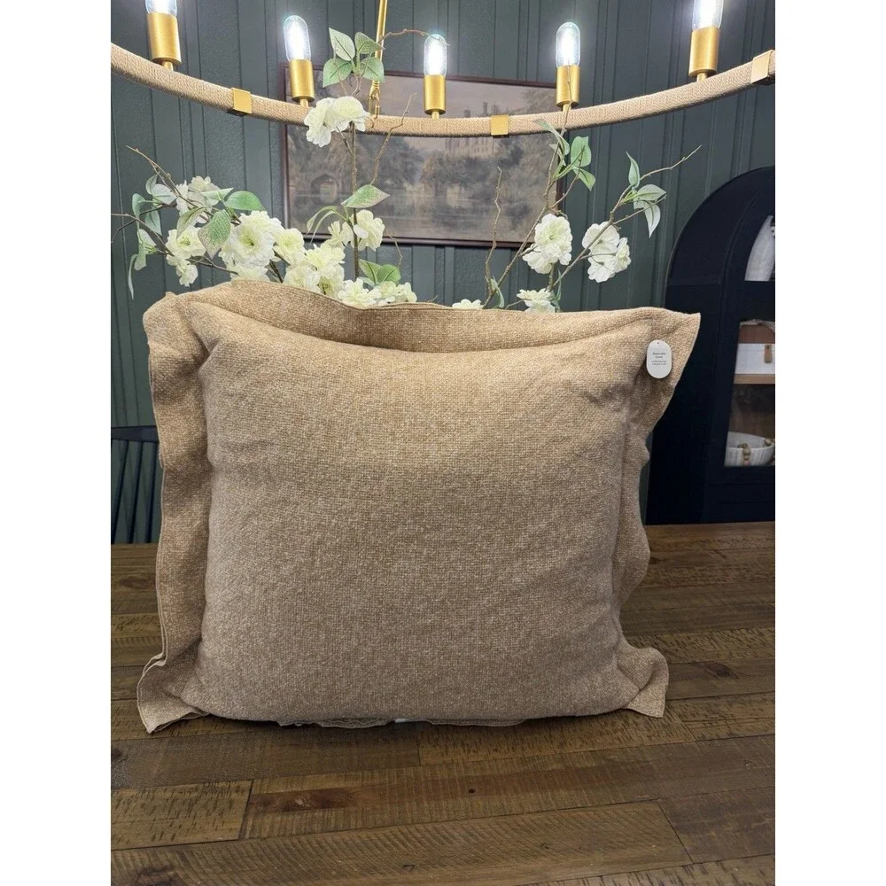 TWO Threshold Studio McGee Oversized Heather Throw Pillow 24 X 24in Tan/Camel